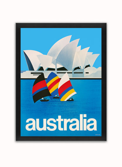 Austraila, Sydney, Vintage Travel Poster Vintage Poster Wall Art Print 30x40cm Black Frame