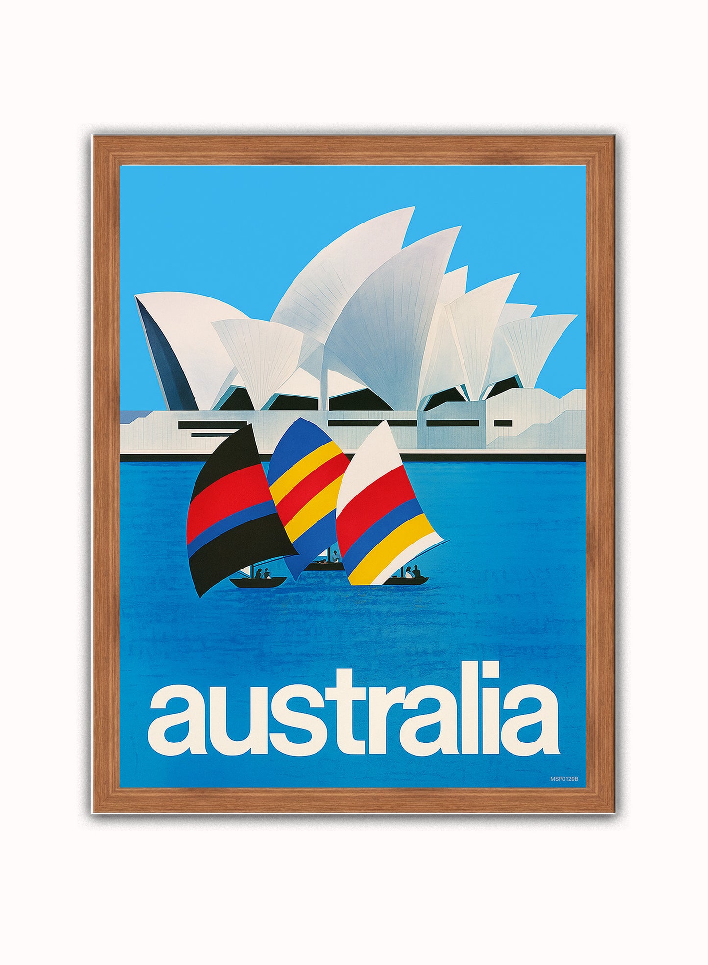 Austraila, Sydney, Vintage Travel Poster Vintage Poster Wall Art Print 30x40cm Dark Wood