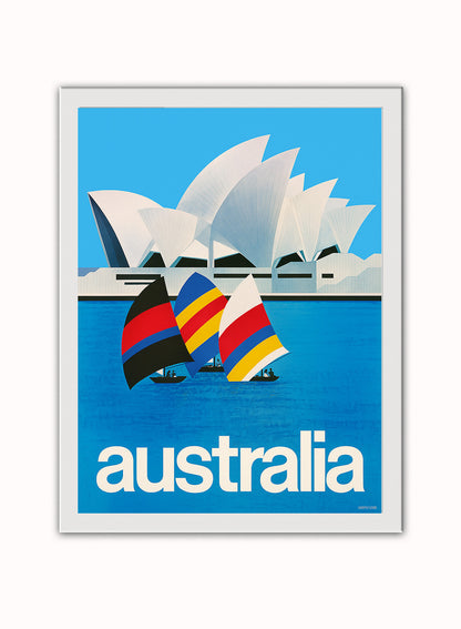 Austraila, Sydney, Vintage Travel Poster Vintage Poster Wall Art Print 30x40cm White Frame