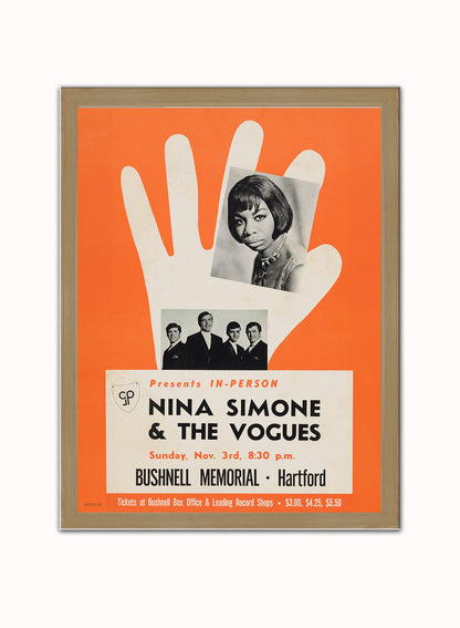 Nina Simone Vintage Tour Poster Vintage Poster Wall Art Print 30x40cm Light Wood