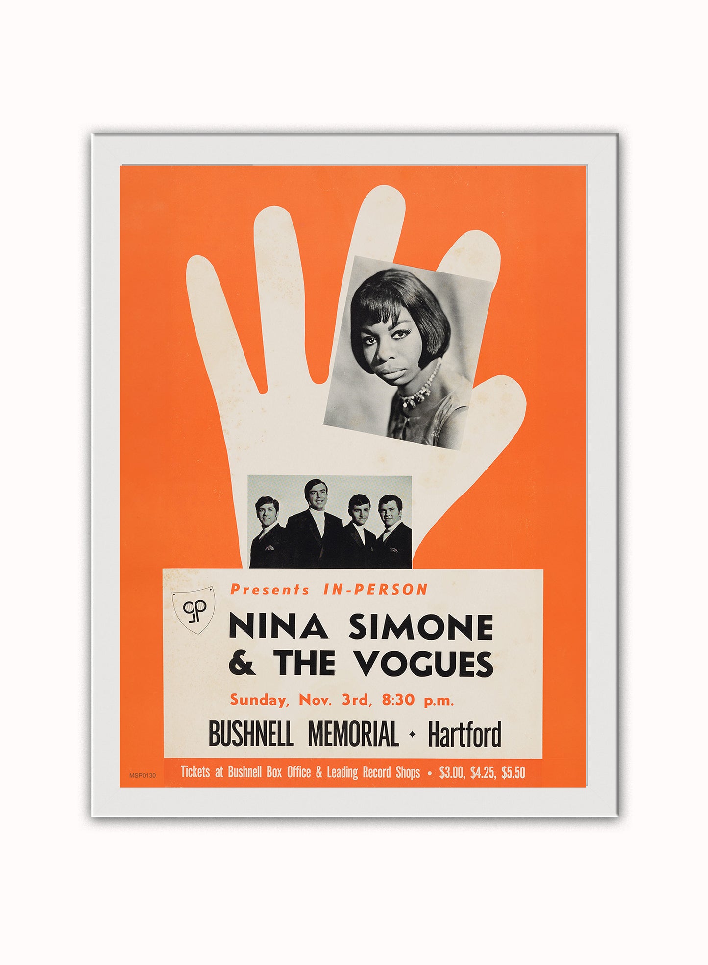 Nina Simone Vintage Tour Poster Vintage Poster Wall Art Print 30x40cm White Frame
