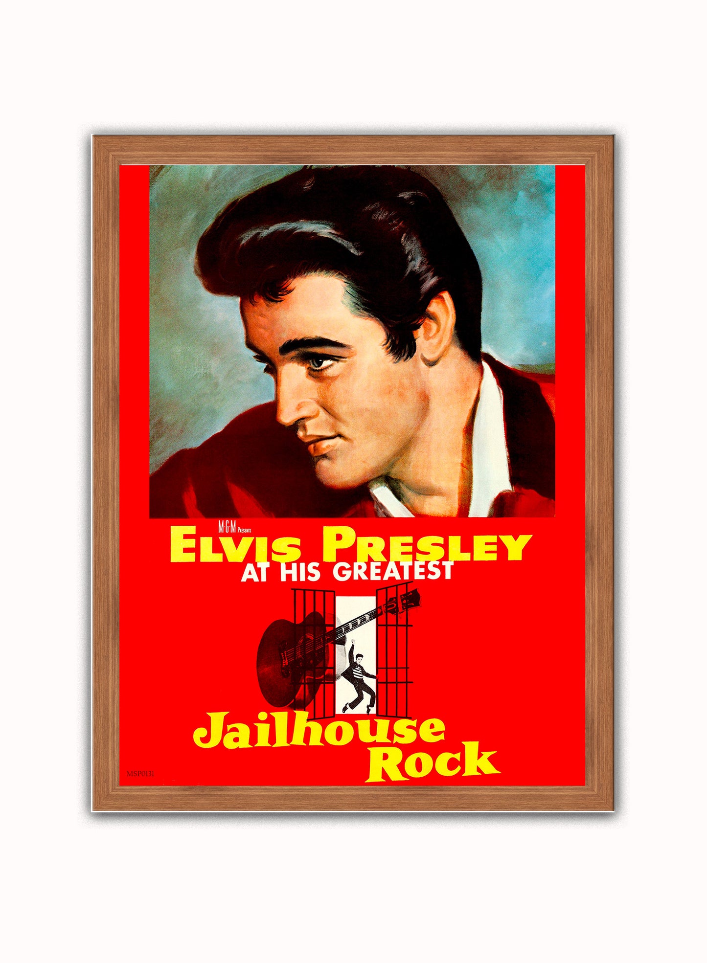 Elvis PresleyJail House Rock Poster Vintage Poster Wall Art Print 30x40cm Dark Wood