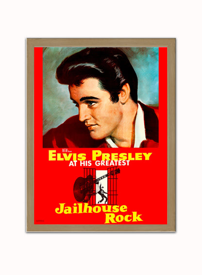Elvis PresleyJail House Rock Poster Vintage Poster Wall Art Print 30x40cm Light Wood