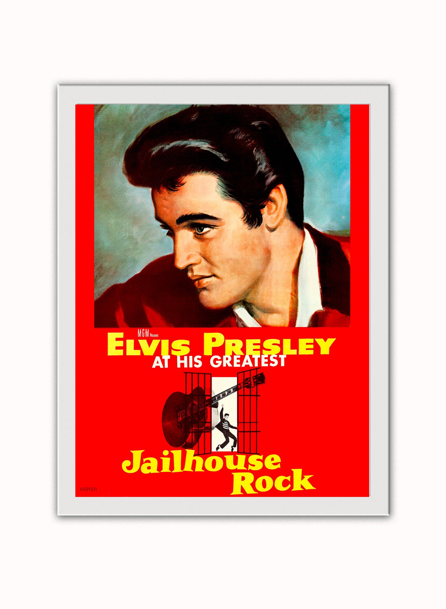 Elvis PresleyJail House Rock Poster Vintage Poster Wall Art Print 30x40cm White Frame