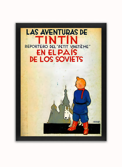 Tin Tin Land of the Soviets Cover Poster Art Print Vintage Poster Wall Art Print 30x40cm Black Frame