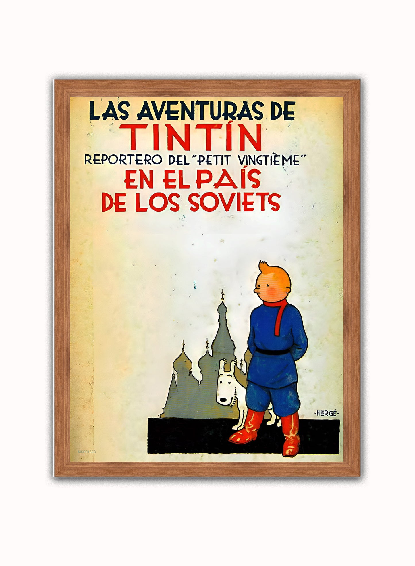 Tin Tin Land of the Soviets Cover Poster Art Print Vintage Poster Wall Art Print 30x40cm Dark Wood