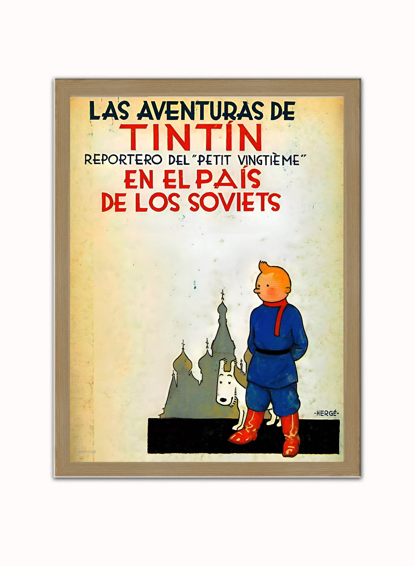 Tin Tin Land of the Soviets Cover Poster Art Print Vintage Poster Wall Art Print 30x40cm Light Wood