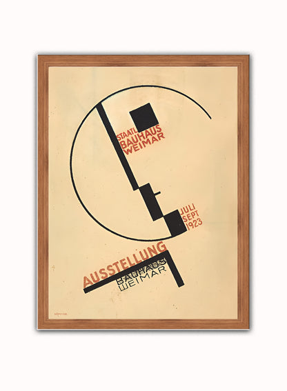 1923 Bauhaus Exhibition Poster by Oskar Schlemmer Print – Oskar Schlemmer Bauhaus Wall Art 30x40cm Dark Wood