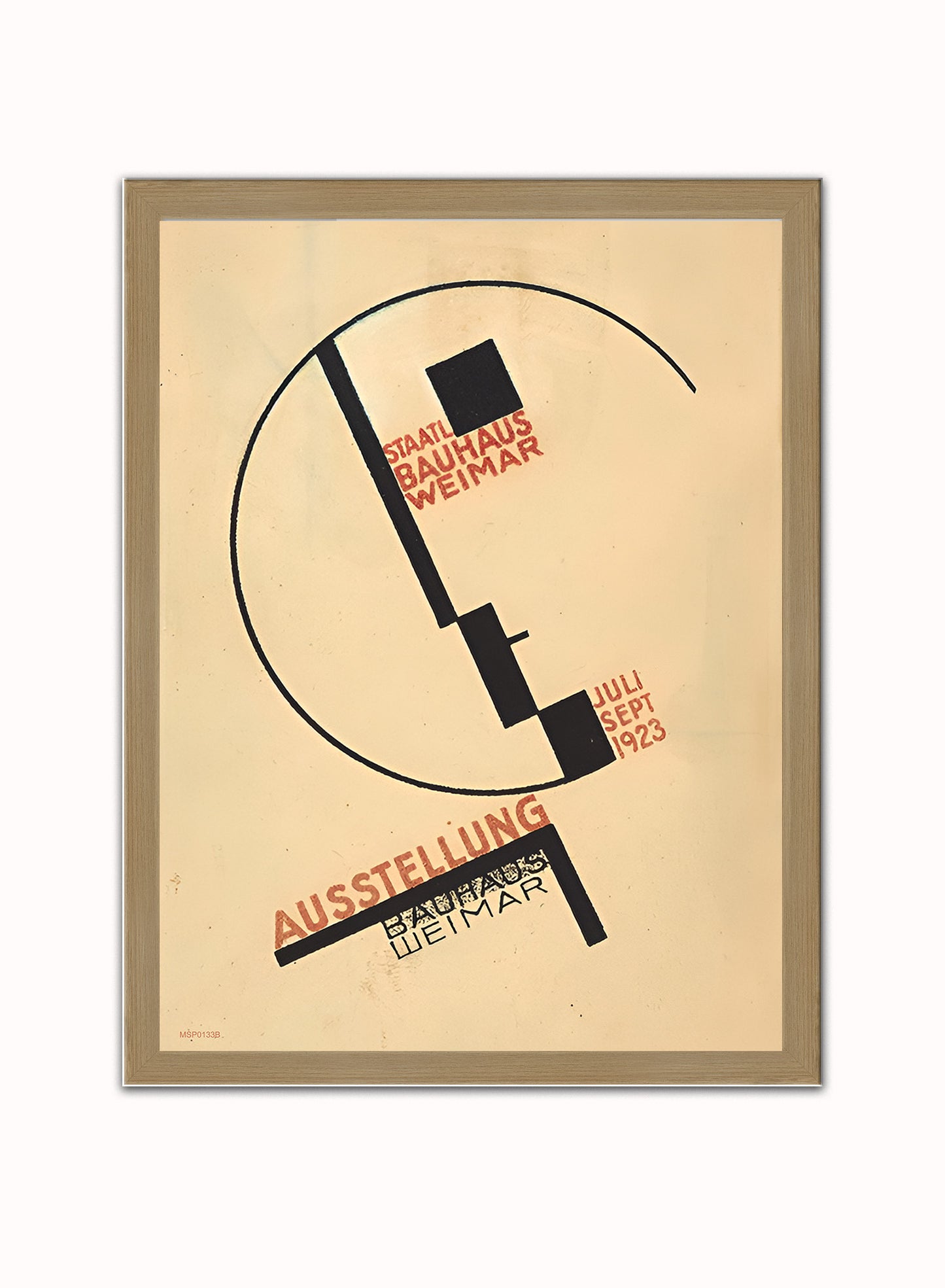1923 Bauhaus Exhibition Poster by Oskar Schlemmer Print – Oskar Schlemmer Bauhaus Wall Art 30x40cm Light Wood