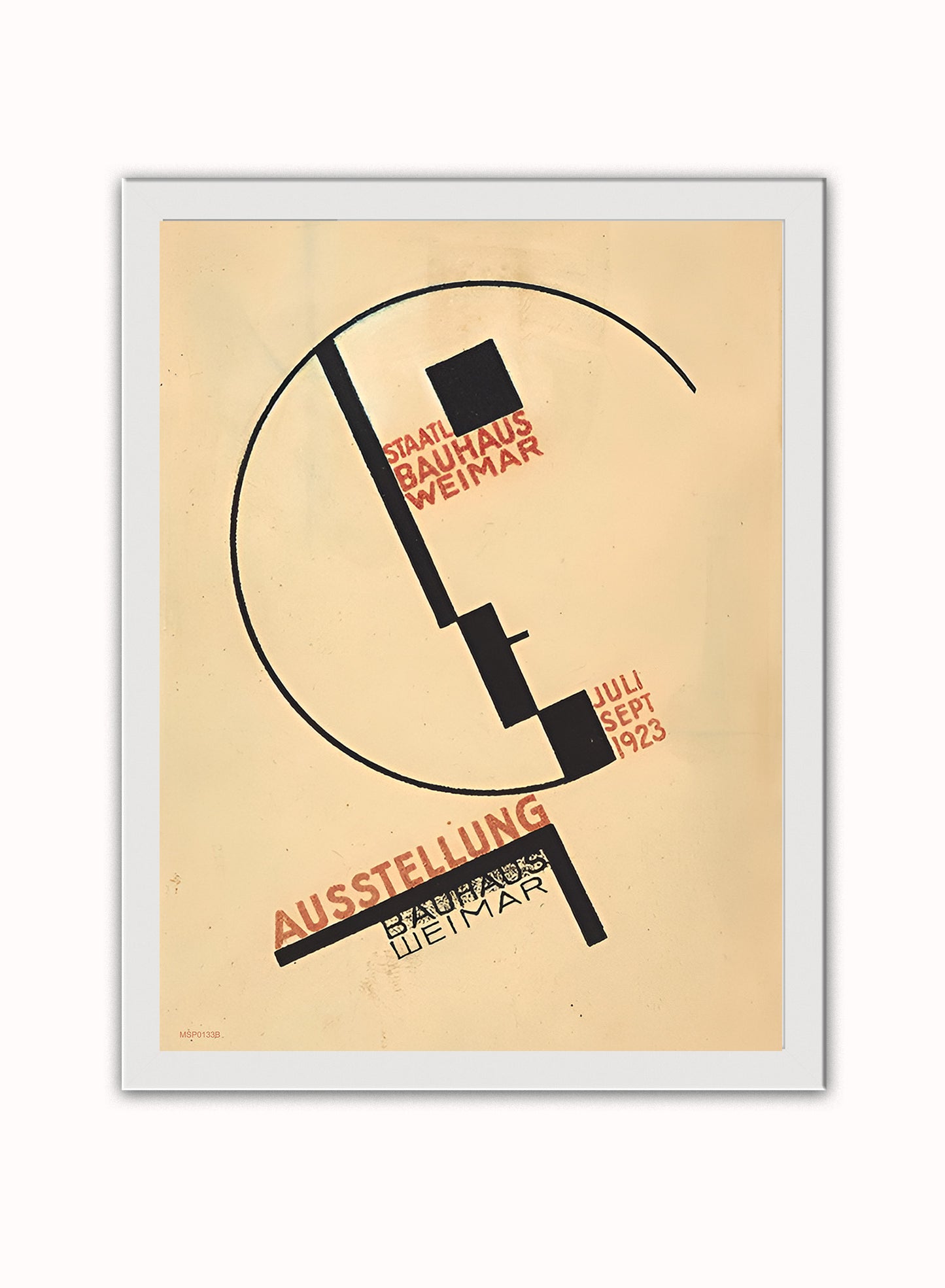 1923 Bauhaus Exhibition Poster by Oskar Schlemmer Print – Oskar Schlemmer Bauhaus Wall Art 30x40cm White Frame