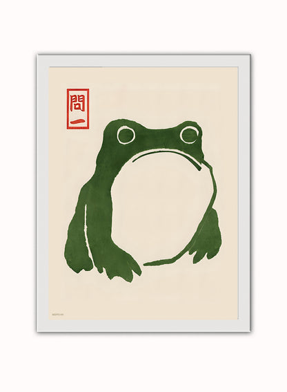 Japanese Frog Matsumoto Hoji Toad Art Print Vintage Japanese Frog Wabi Sabi Japanese Wall Art Print 30x40cm White Frame