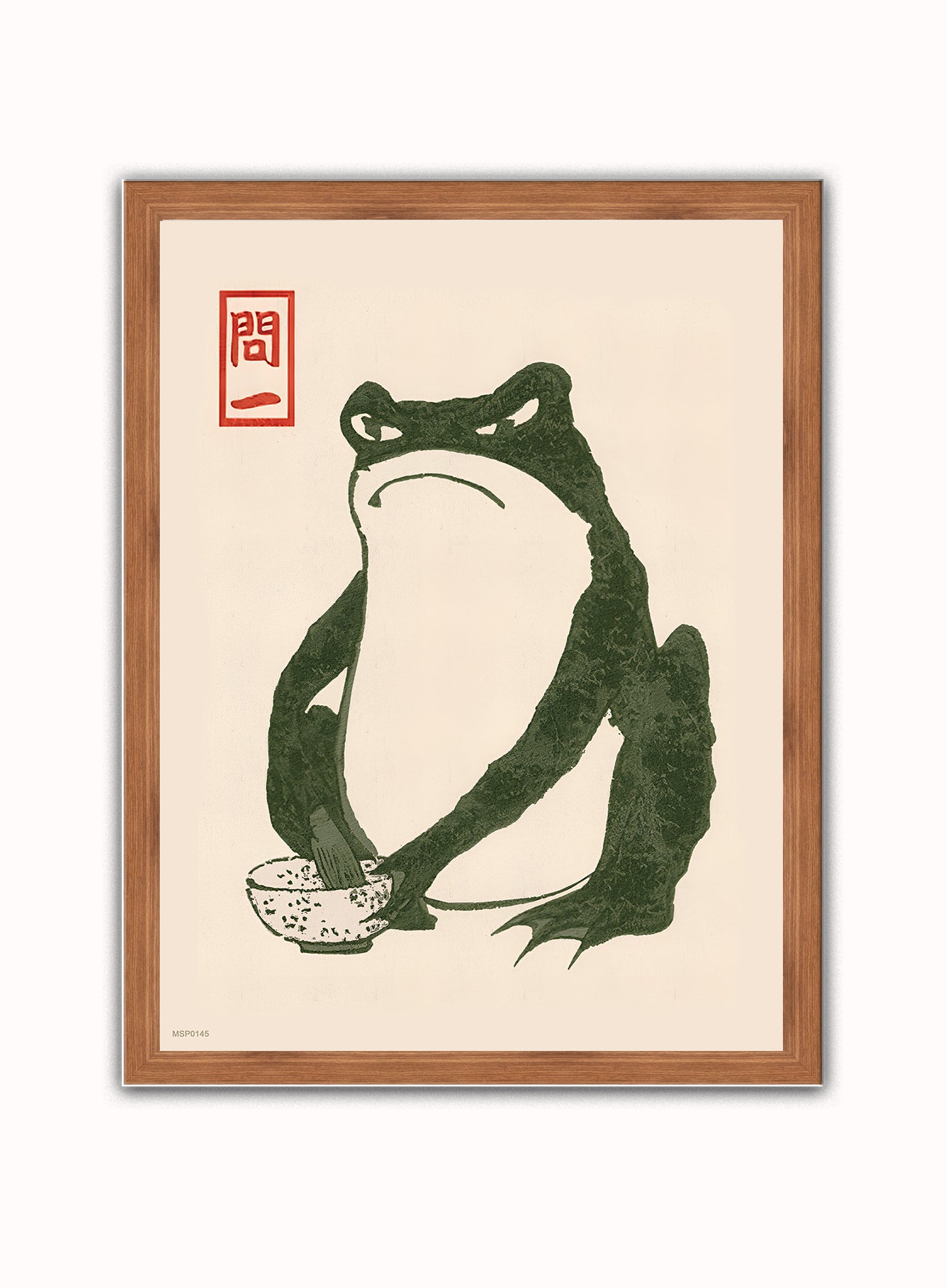 Japanese Angry Frog Matsumoto Hoji Toad Art Print Vintage Japanese Frog Wabi Sabi Japanese Wall Art Print 30x40cm Dark Wood