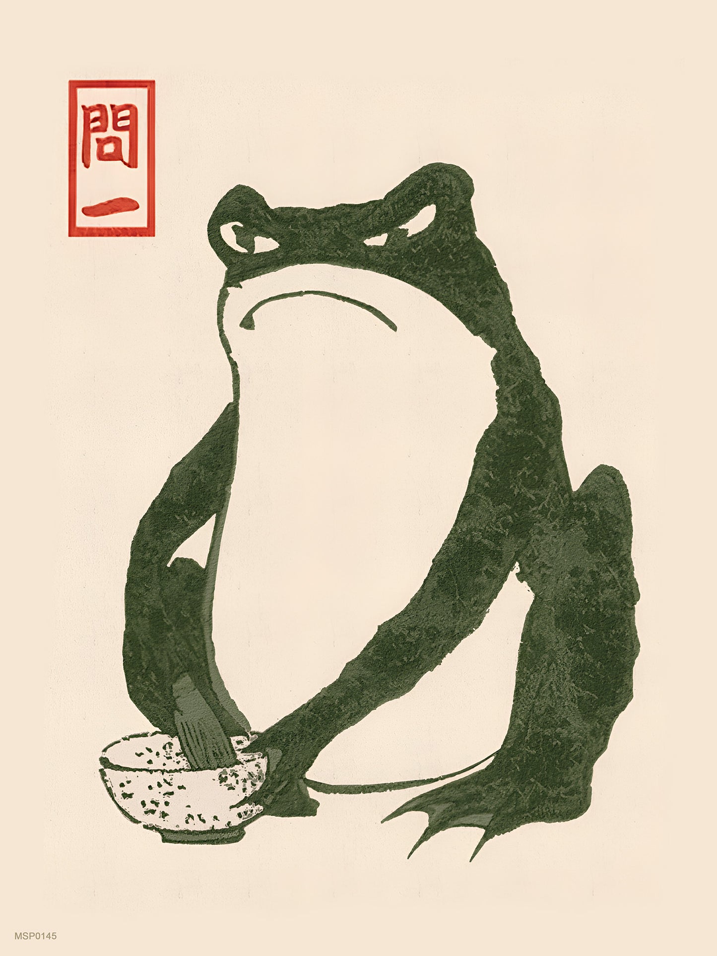 Japanese Angry Frog Matsumoto Hoji Toad Art Print Vintage Japanese Frog Wabi Sabi 30x40cm