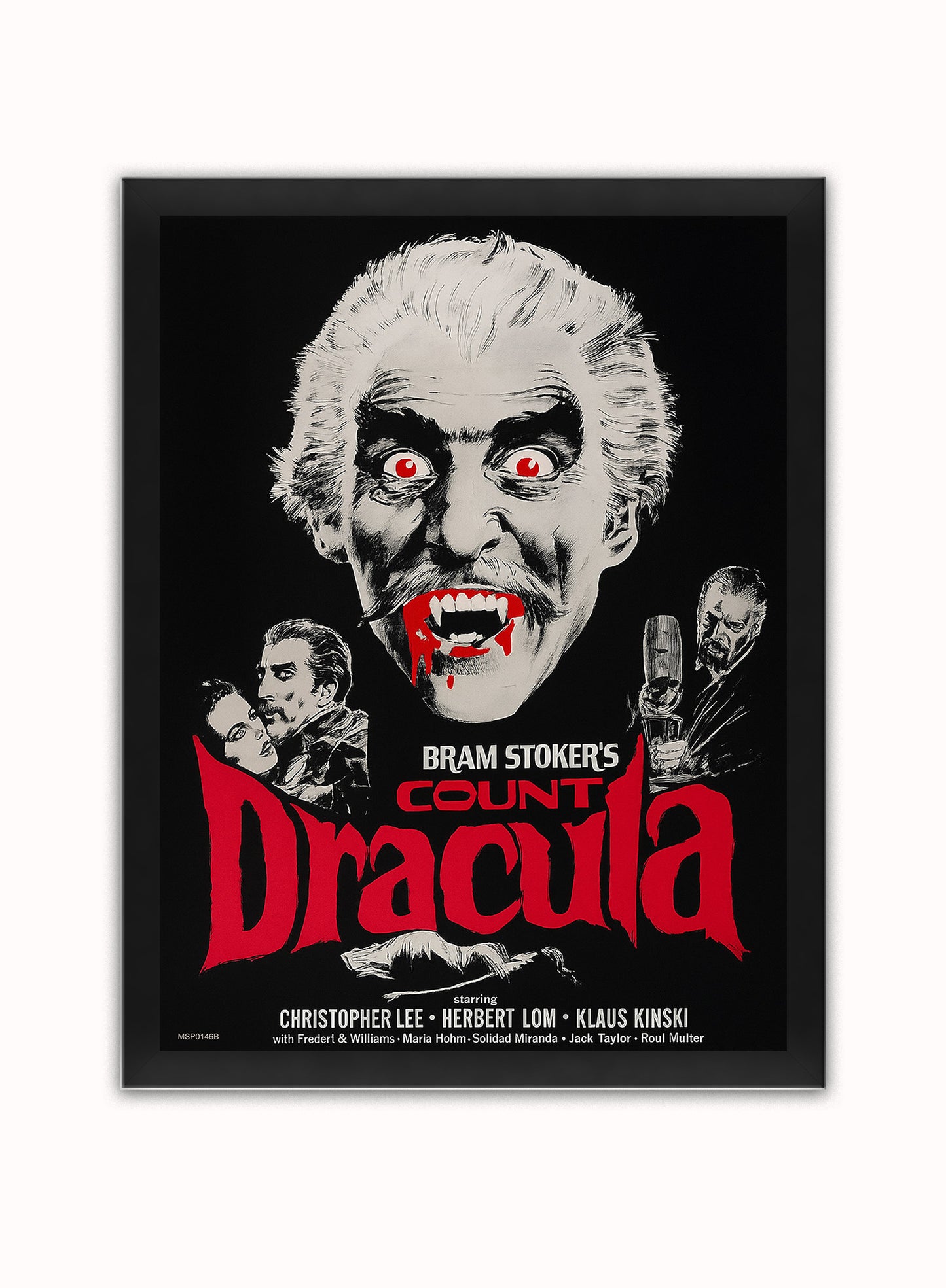 Count Dracular, Christopher Lee Poster Art Print Vintage Poster Wall Art Print 30x40cm Black Frame