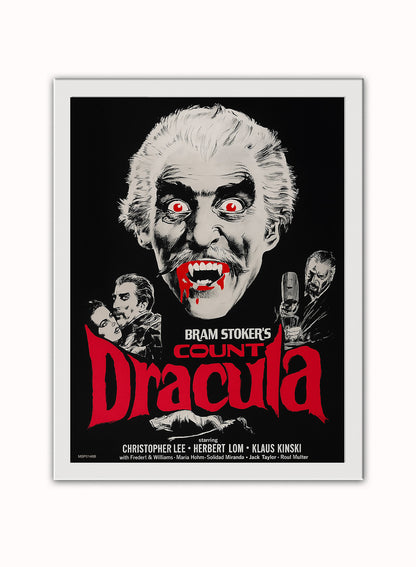 Count Dracular, Christopher Lee Poster Art Print Vintage Poster Wall Art Print 30x40cm White Frame