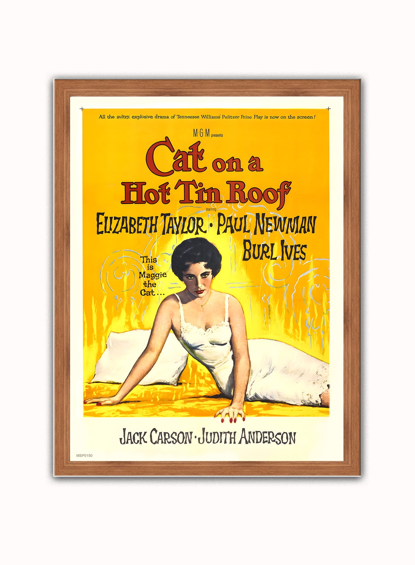 Cat On A Hot Tin Roof 1958 Elizabeth Taylor Vintage Art Wall Art Print 30x40cm Dark Wood