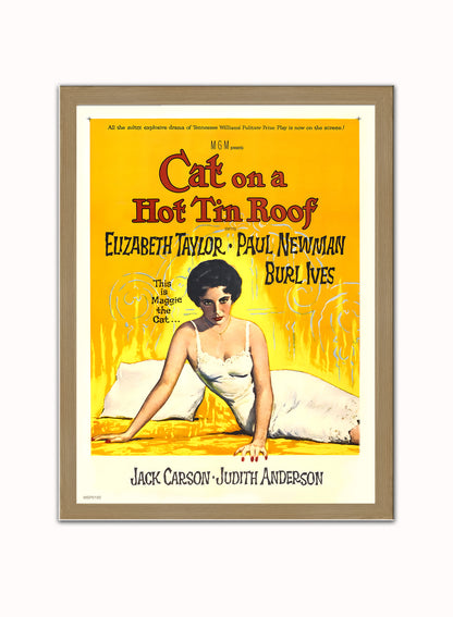 Cat On A Hot Tin Roof 1958 Elizabeth Taylor Vintage Art Wall Art Print 30x40cm Light Wood