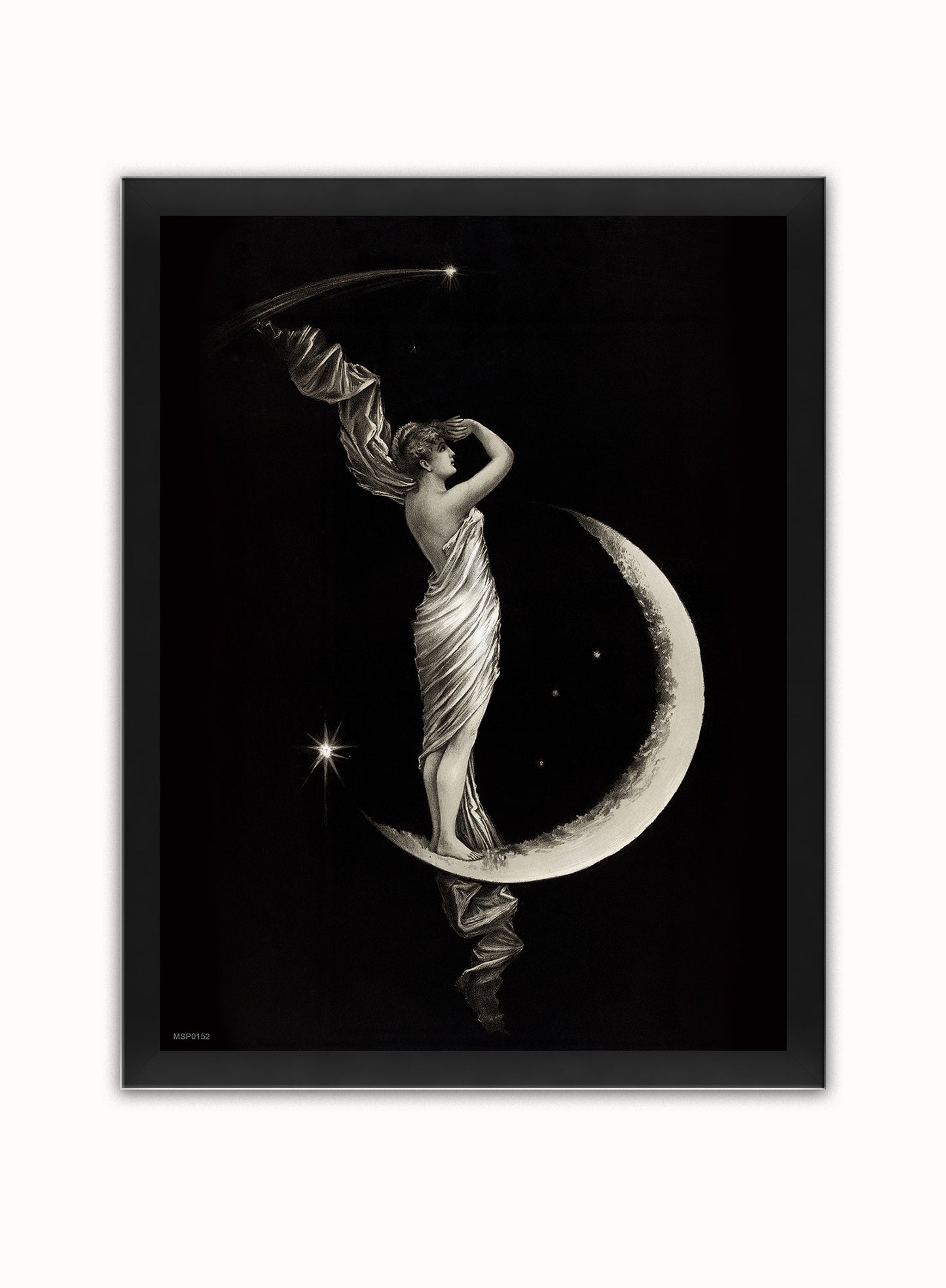 The Moon Goddess Vintage Victorian Vintage Art Wall Art Print 30x40cm Black Frame