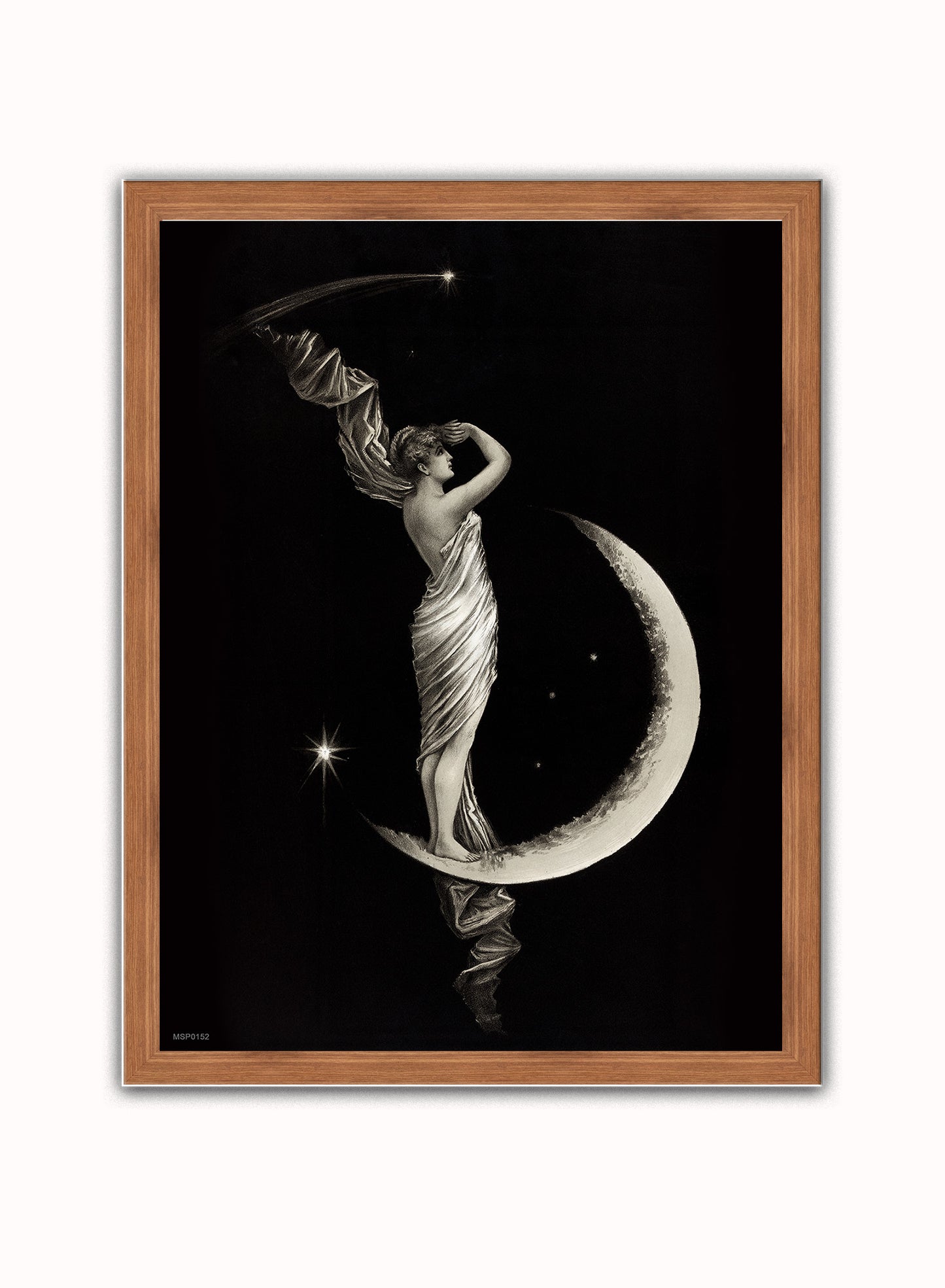 The Moon Goddess Vintage Victorian Vintage Art Wall Art Print 30x40cm Dark Wood