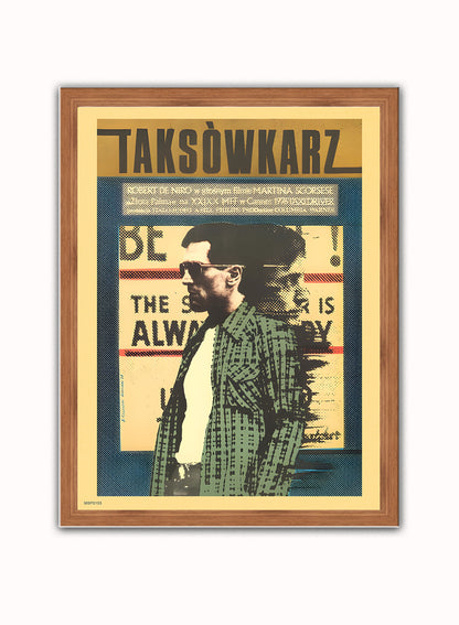 Taxi Driver Polish Movie Poster Vintage Poster Wall Art Print 30x40cm Dark Wood
