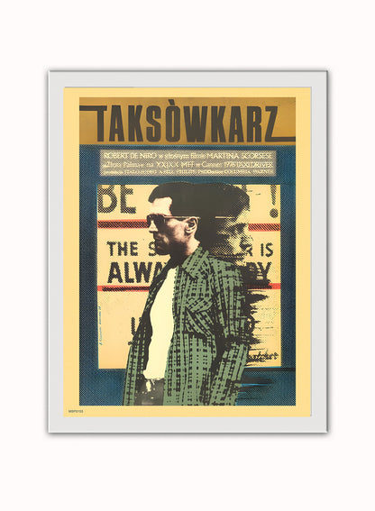 Taxi Driver Polish Movie Poster Vintage Poster Wall Art Print 30x40cm White Frame
