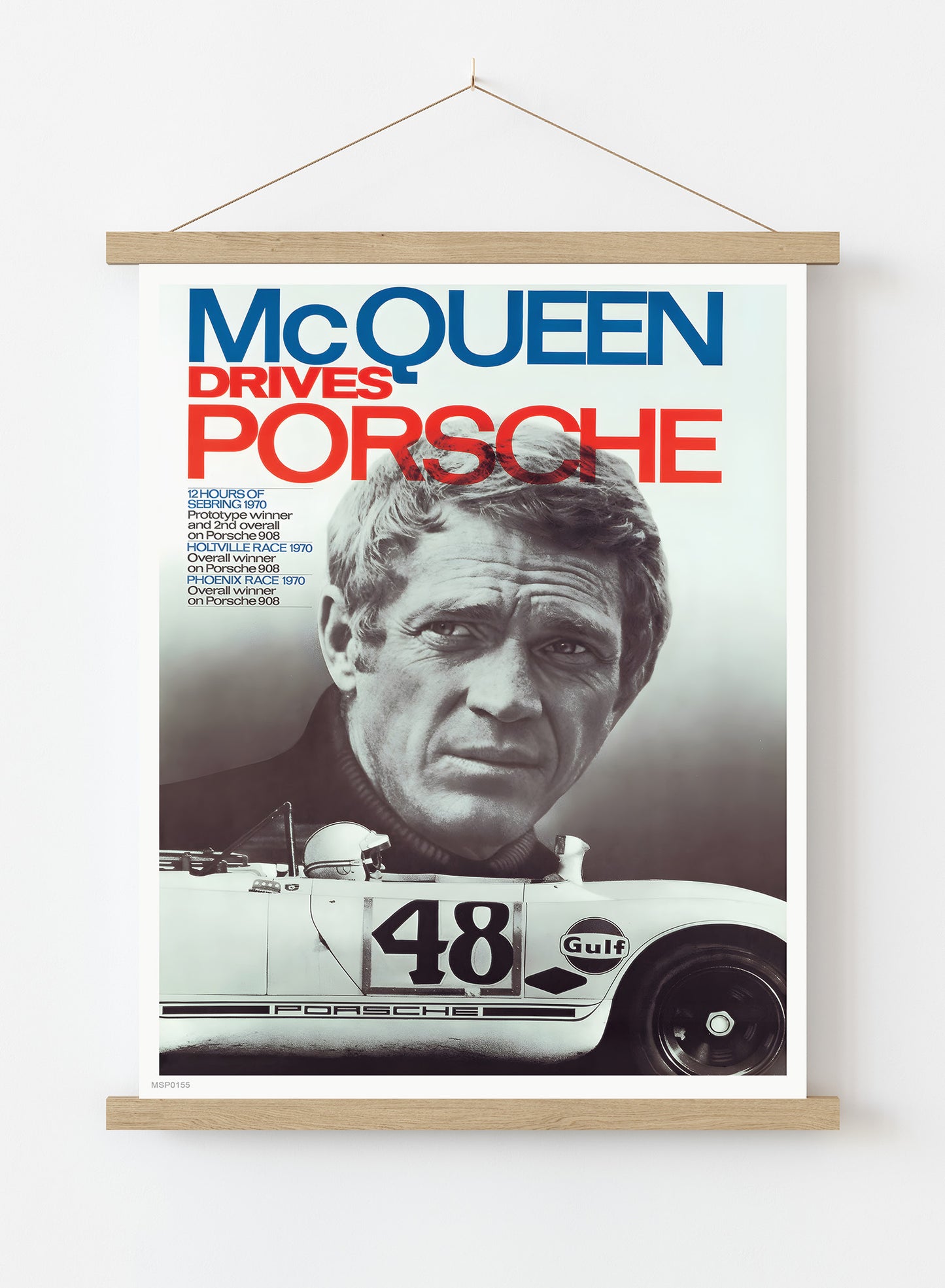 Steve McQueen Drives Porsche Vintage Art Wall Art Print 30x40cm Hanger