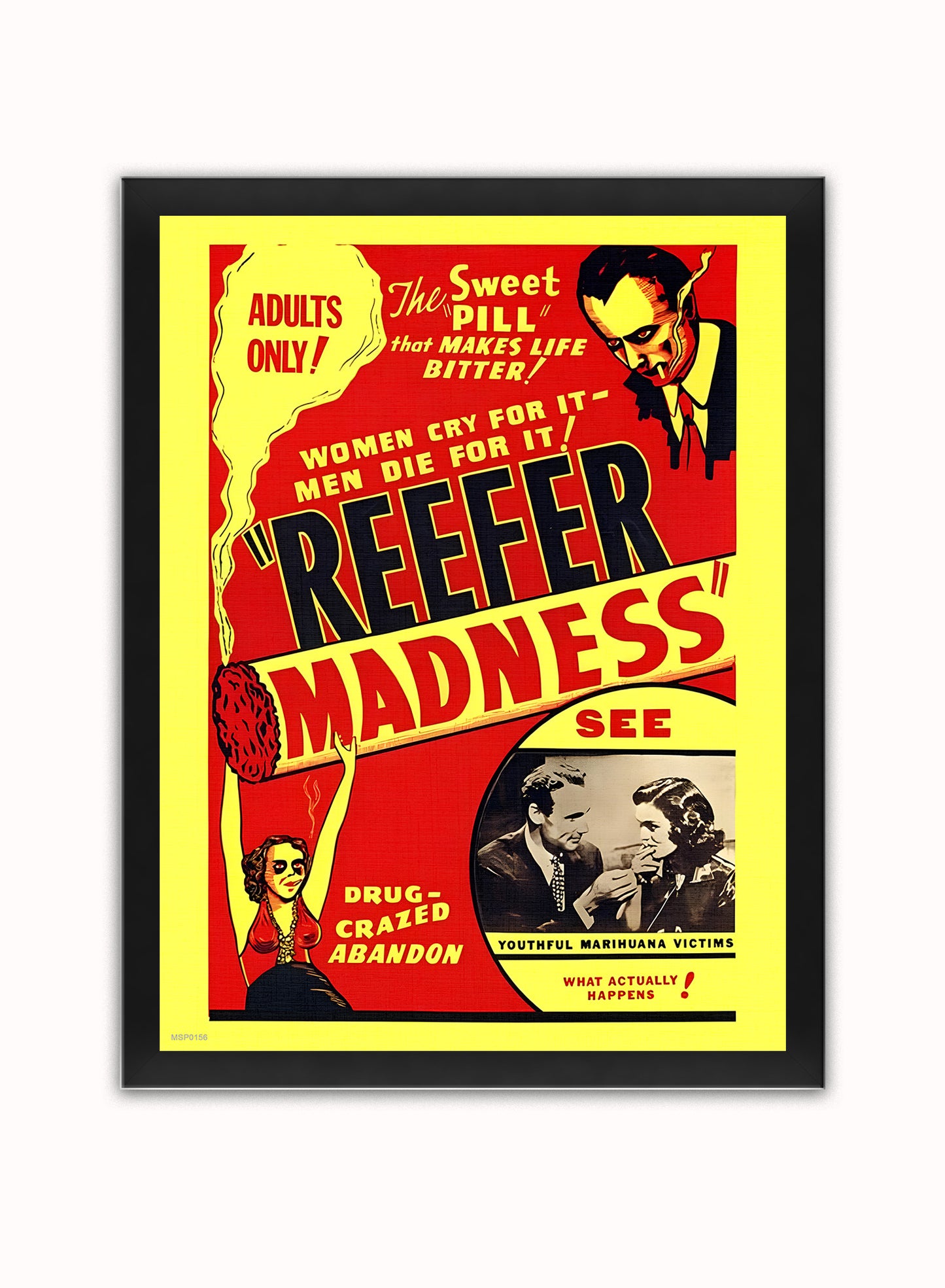 Reefer Madness 1936 Movie Poster Vintage Vintage Poster Wall Art Print 30x40cm Black Frame