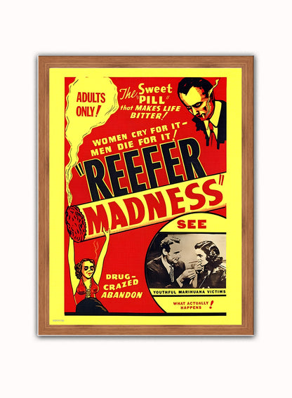Reefer Madness 1936 Movie Poster Vintage Vintage Poster Wall Art Print 30x40cm Dark Wood