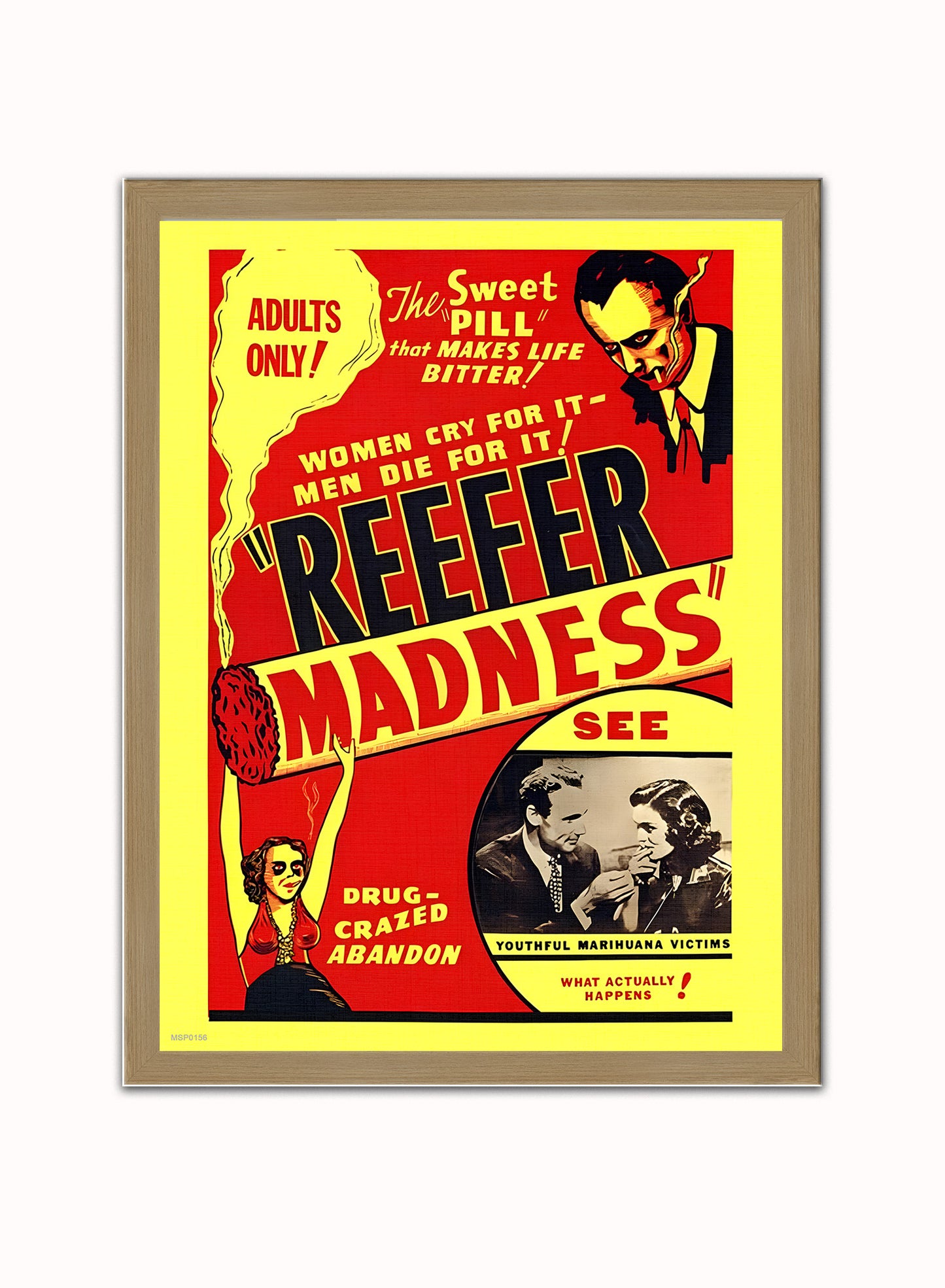 Reefer Madness 1936 Movie Poster Vintage Vintage Poster Wall Art Print 30x40cm Light Wood