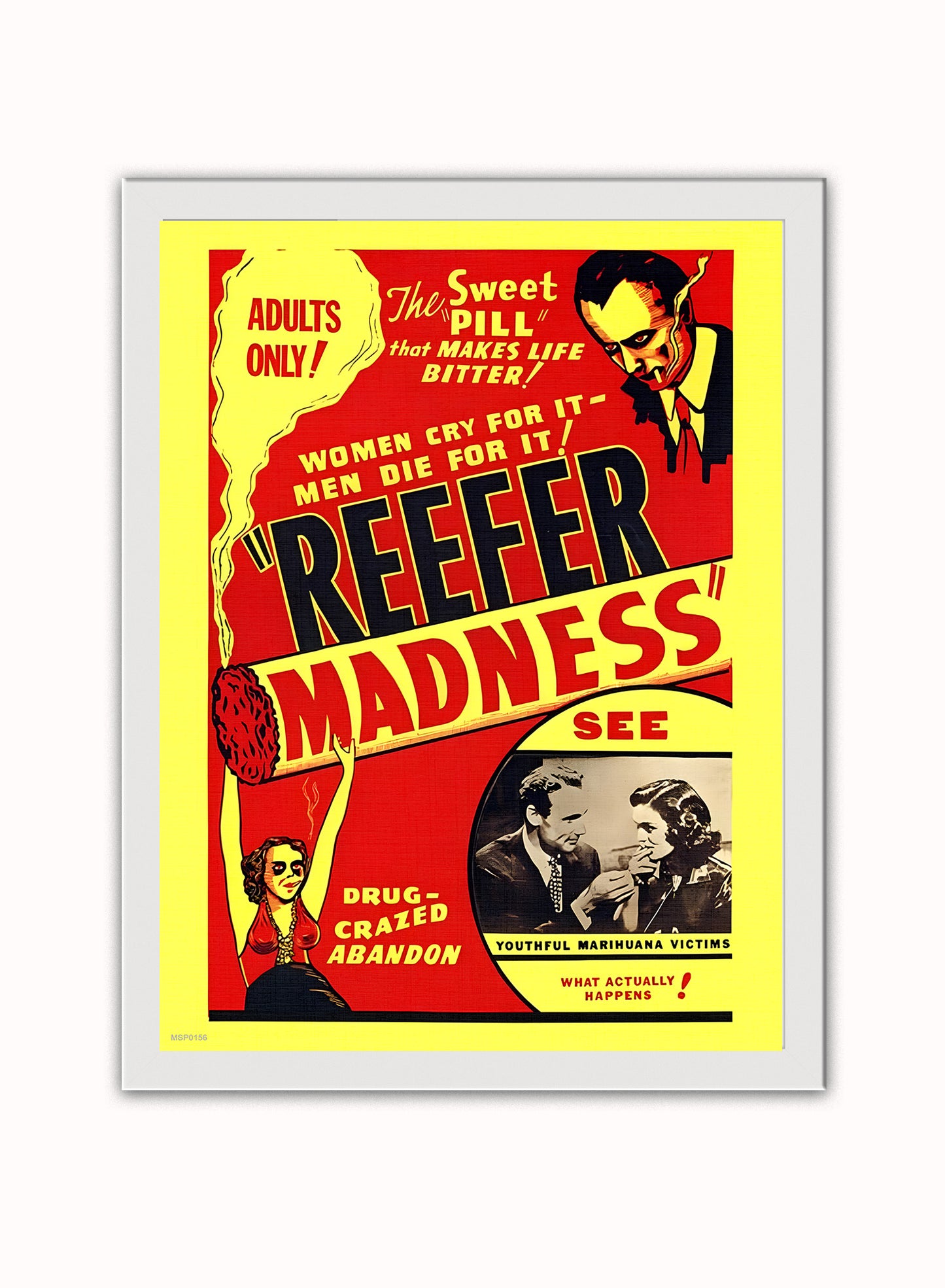 Reefer Madness 1936 Movie Poster Vintage Vintage Poster Wall Art Print 30x40cm White Frame