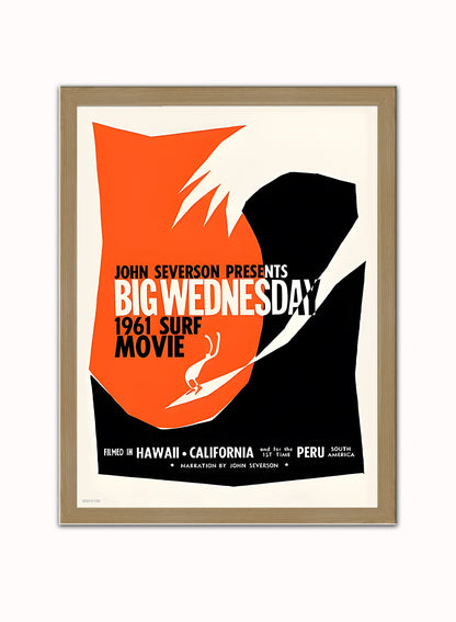 Big Wednesday Surf 1961 Movie Poster Vintage Poster Wall Art Print 30x40cm Light Wood
