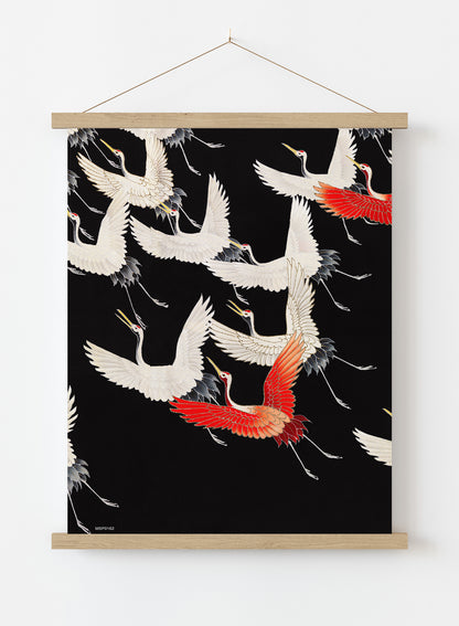 Japanese Crane Kimono Pattern Japanese Wall Art Print 30x40cm Hanger