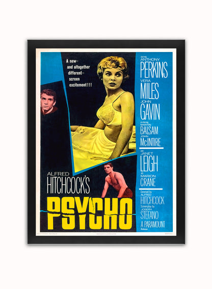 Alfred Hitchcock's Psycho Poster Art Print Vintage Poster Wall Art Print 30x40cm Black Frame
