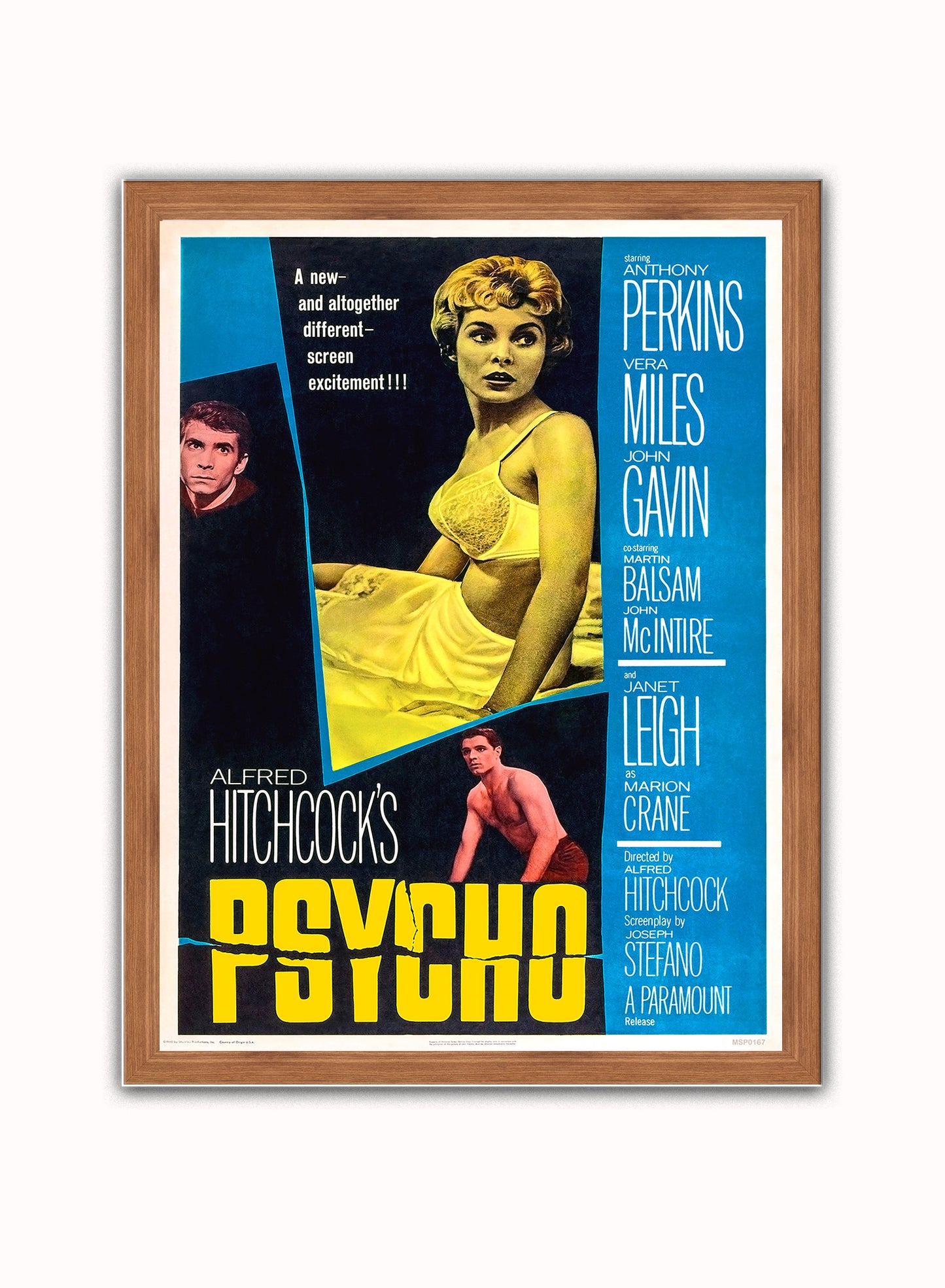 Alfred Hitchcock's Psycho Poster Art Print Vintage Poster Wall Art Print 30x40cm Dark Wood