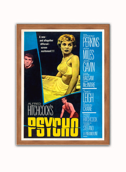 Alfred Hitchcock's Psycho Poster Art Print Vintage Poster Wall Art Print 30x40cm Dark Wood
