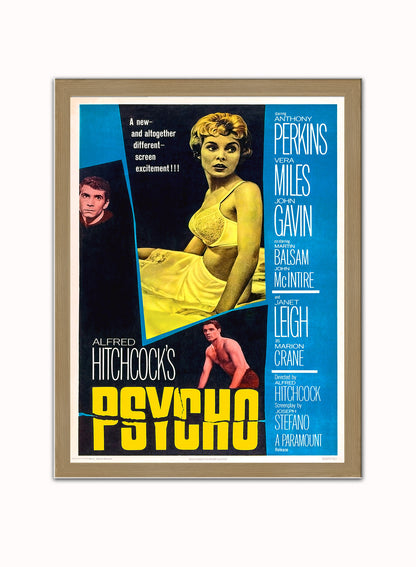 Alfred Hitchcock's Psycho Poster Art Print Vintage Poster Wall Art Print 30x40cm Light Wood
