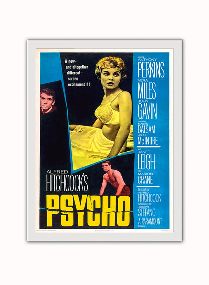 Alfred Hitchcock's Psycho Poster Art Print Vintage Poster Wall Art Print 30x40cm White Frame