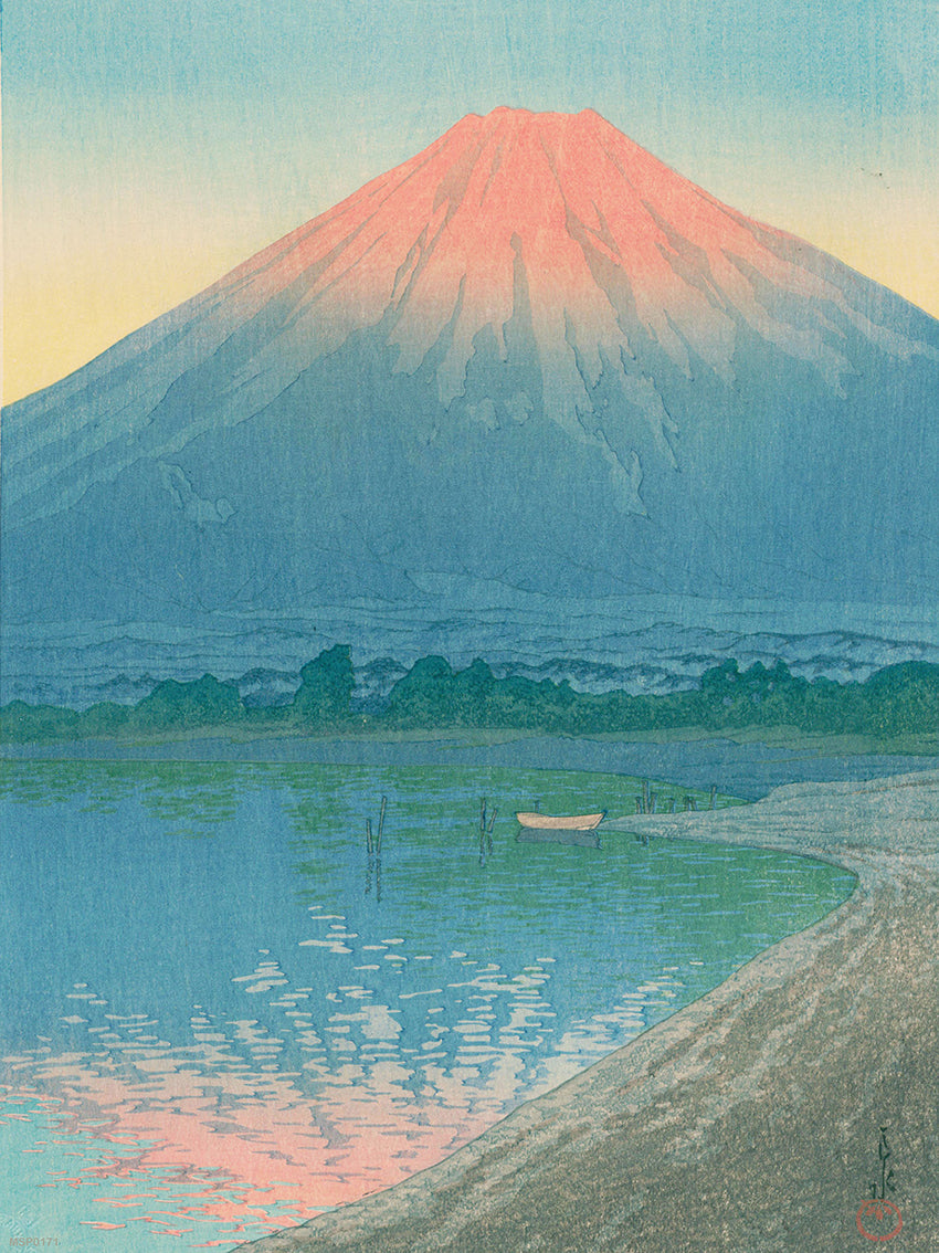 Japenese Art Print by Hasui Kawase "Daybreak over Lake Yamanaka" Vintage Poster Wall Art 30x40cm