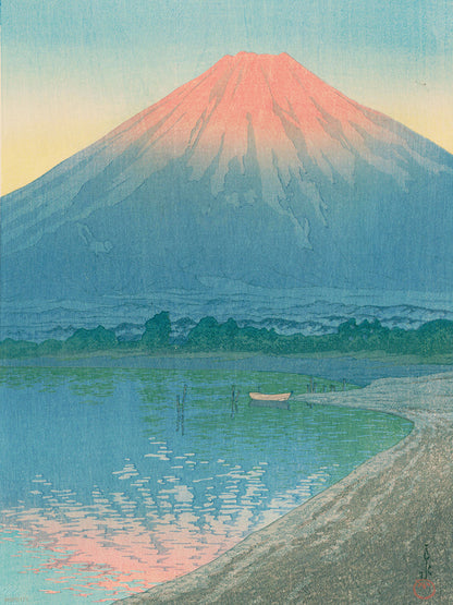 Japenese Art Print by Hasui Kawase "Daybreak over Lake Yamanaka" Vintage Poster Wall Art 30x40cm