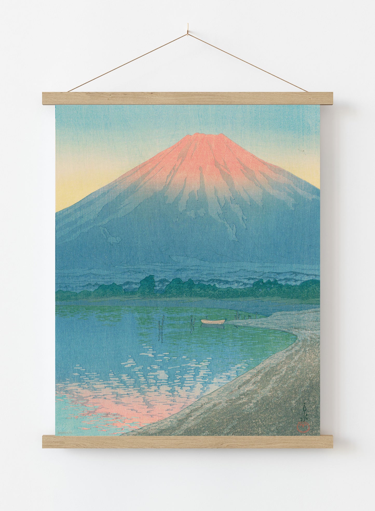Japenese Art Print by Hasui Kawase "Daybreak over Lake Yamanaka" Vintage Poster Wall Art 30x40cm Hanger