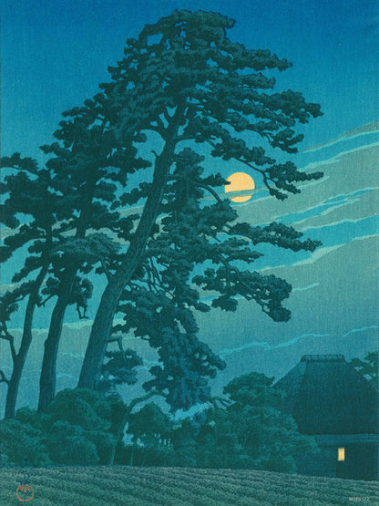 Japenese Art Print by Hasui Kawase  "Moon at Magome" Vintage Poster Wall Art 30x40cm