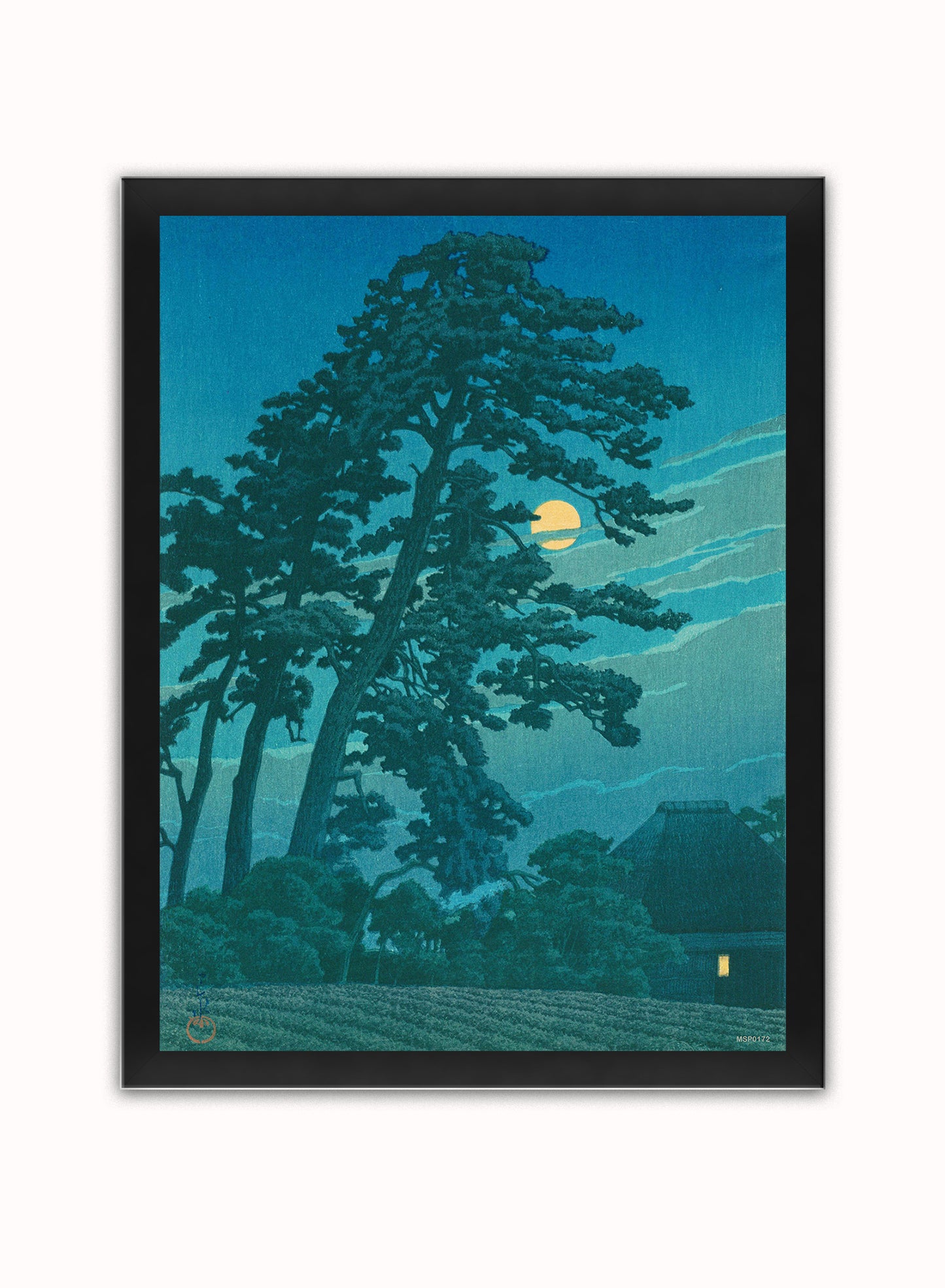 Japenese Art Print by Hasui Kawase  "Moon at Magome" Vintage Poster Wall Art 30x40cm Black Frame
