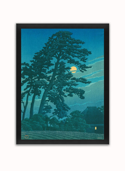 Japenese Art Print by Hasui Kawase  "Moon at Magome" Vintage Poster Wall Art 30x40cm Black Frame