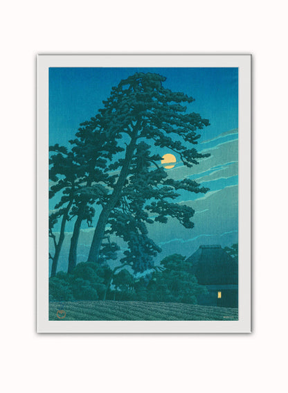 Japenese Art Print by Hasui Kawase  "Moon at Magome" Vintage Poster Wall Art 30x40cm White Frame