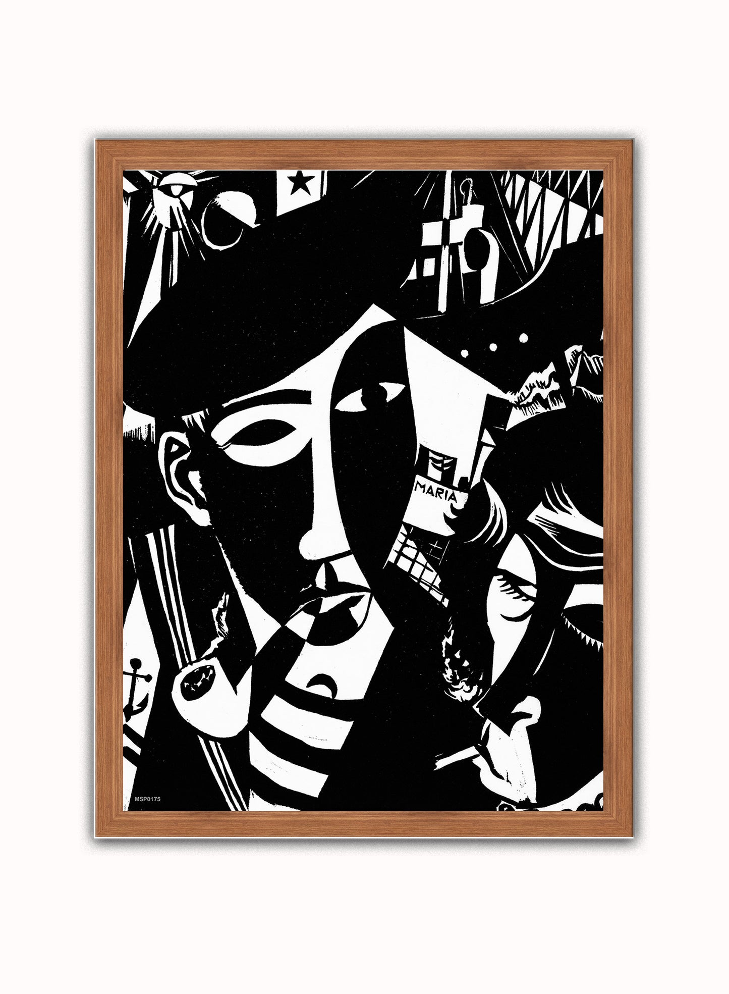 Passagieren-Tinus van Doorn. Art Print Vintage Art Wall Art Print 30x40cm Dark Wood