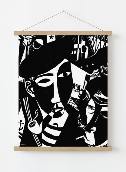 Passagieren-Tinus van Doorn. Art Print Vintage Art Wall Art Print 30x40cm Hanger