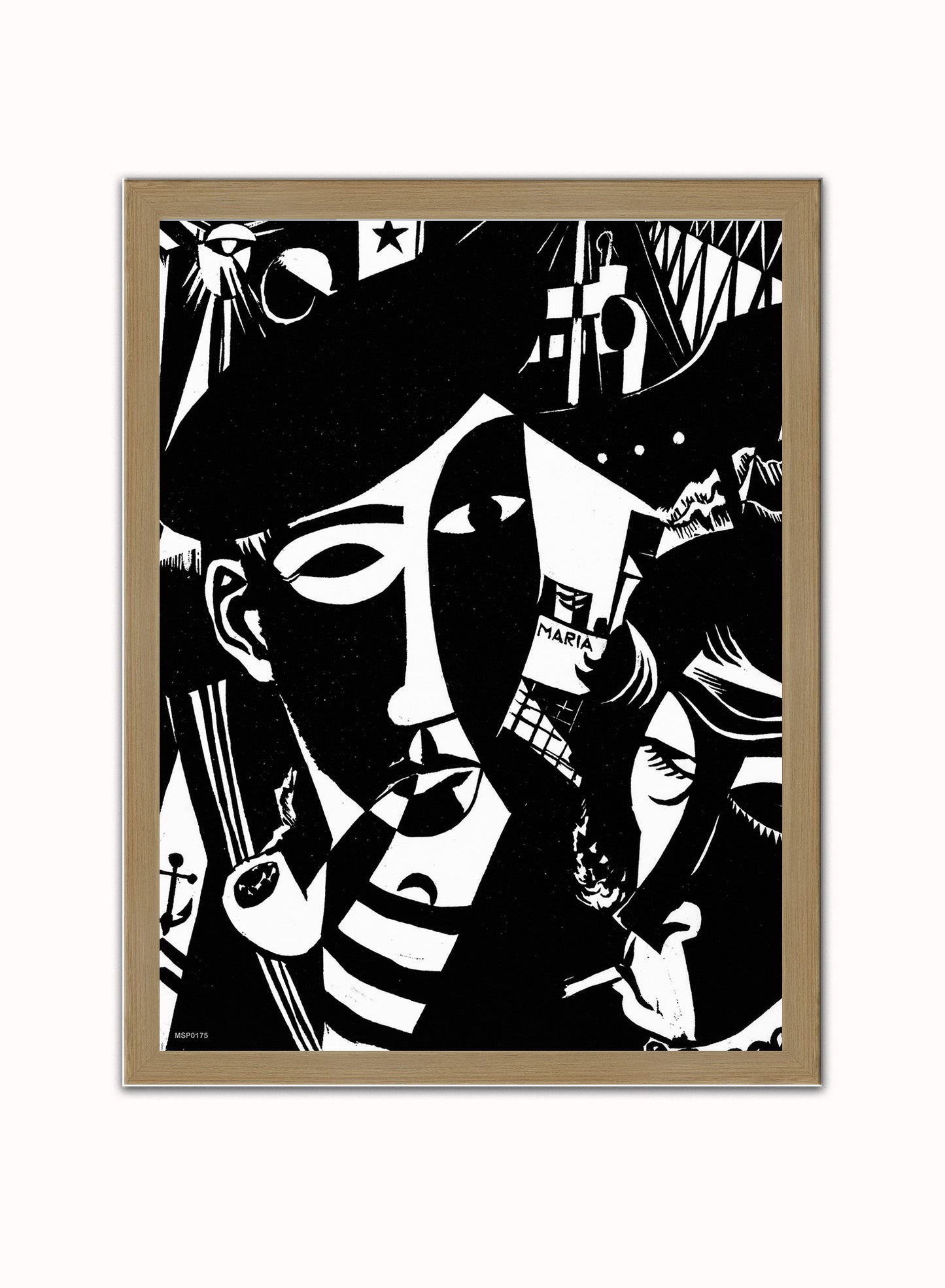 Passagieren-Tinus van Doorn. Art Print Vintage Art Wall Art Print 30x40cm Light Wood