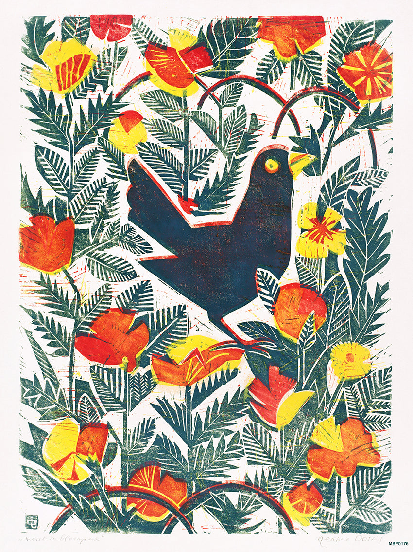 The Bird" or "Bird in Orange," folk art. Art Print Vintage Art Wall Art Print 30x40cm