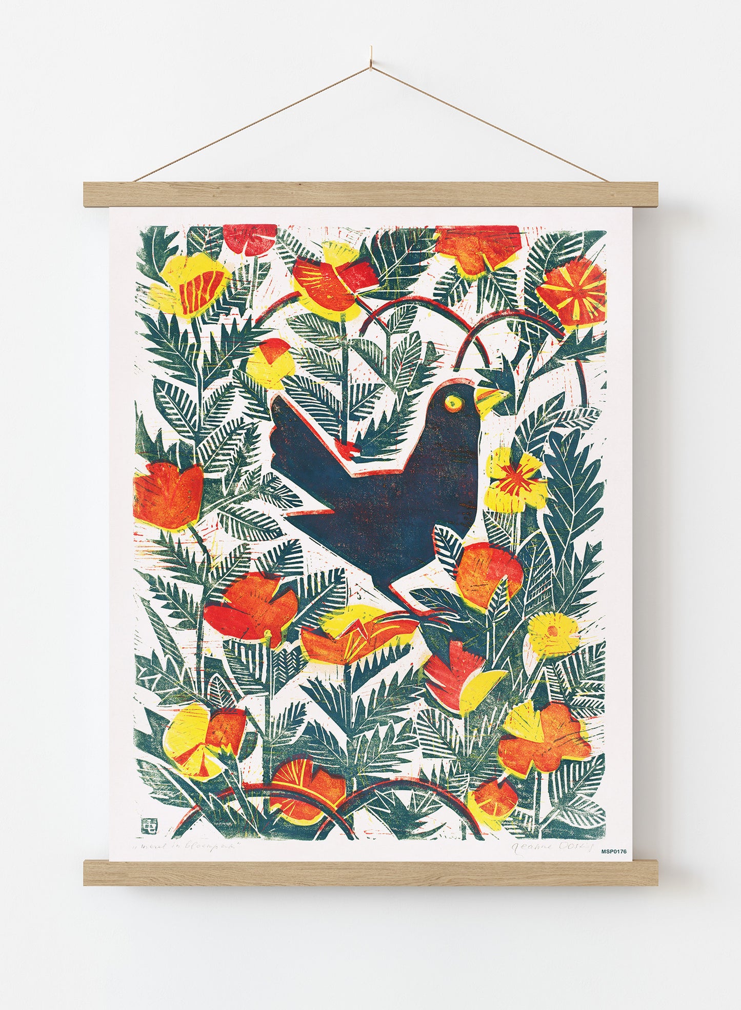The Bird" or "Bird in Orange," folk art. Art Print Vintage Art Wall Art Print 30x40cm Hanger