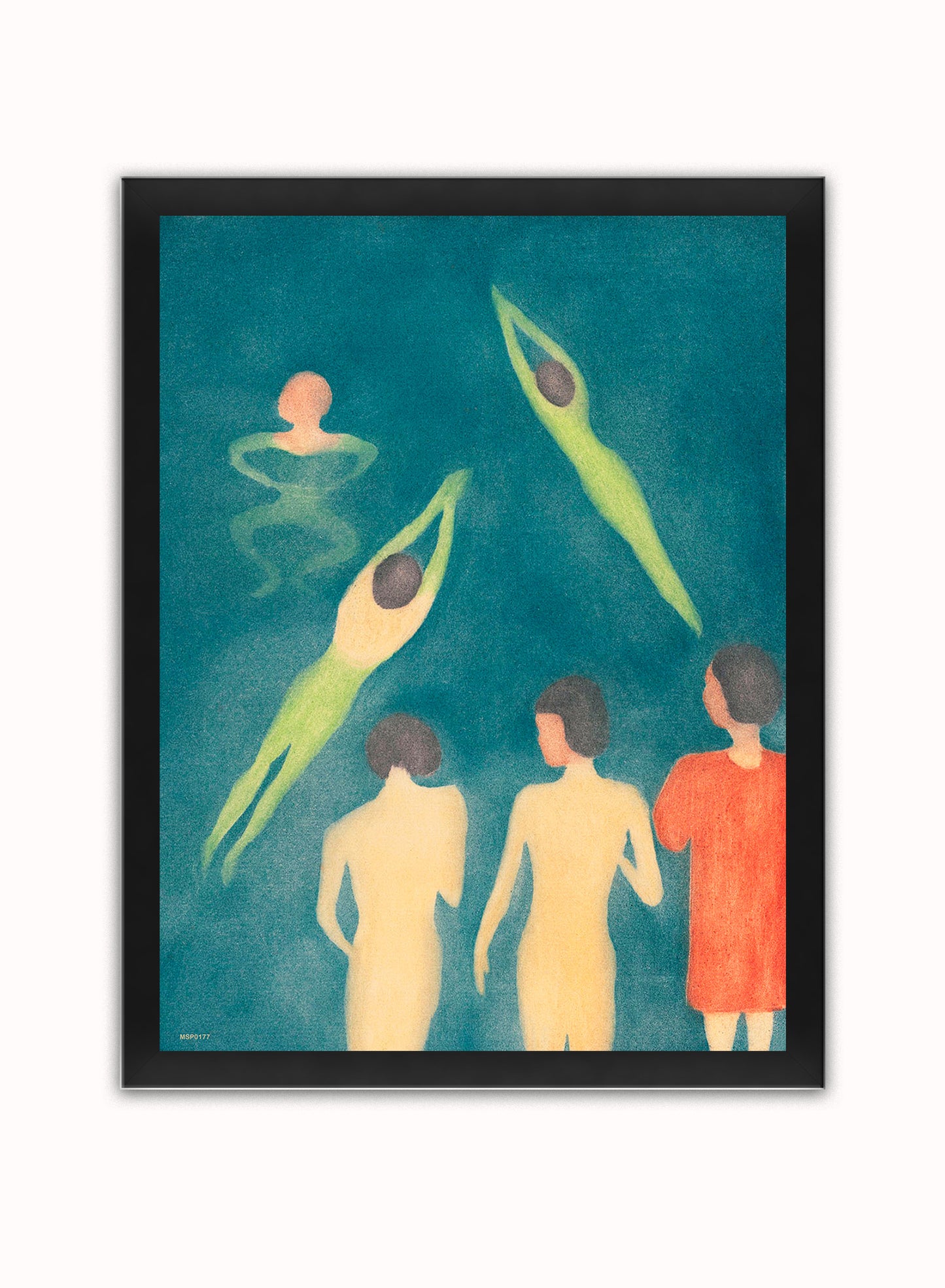 "Boys Bathing" Exhibition poster by Edvard Munch. Art Print Vintage Art Wall Art Print 30x40cm Black Frame